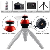 Resim Xindoker Hb-01 Alüminyum Mini Tripod Başlığı - 360 Dönebilir, 1/4" Universal Bağlantı, Kırmızı 