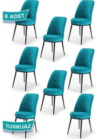 Resim Canisa Dexa Serisi, Üst Kalite Mutfak Sandalyesi, Metal Siyah Iskeletli, 8 Adet Turkuaz Sandalye Turkuaz Sandalye 