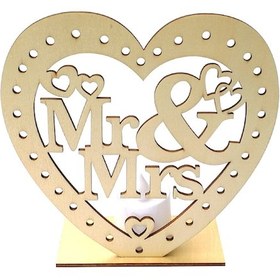 Resim Hfambition Ahşap Ev Dekorasyonu Aşk Figürü Mr & Mrs Led Işıklı Nikah Özel Hediyesi Ahşap Vitrin Süsü Çok Renkli 