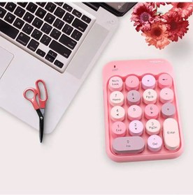 Resim Renkli Daktilo Tarzı Vintage Kablosuz Wıreless Numeric Keypad 18 Tuşlu Sayısal Klavye Numpad 
