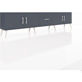 Resim Arges Tv Ünitesi 2 Raflı Tek Çekmeceli 4 Kapaklı 220x30x51 Antrasit-antrasit Antrasıt/antrasıt - Antrasıt 