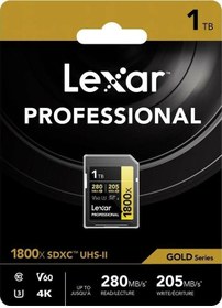 Resim Lexar Professional LSD1800001T-BNNNG 1 TB 1800X 280 MB/s 4K V60 UHS-II SDXC Hafıza Kartı Gold 