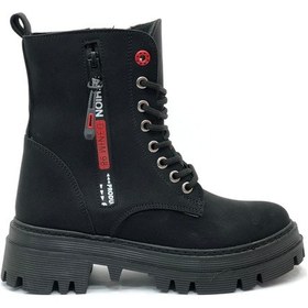 Resim Mehtap Süs Fermuar Detaylı Kaymaz Taban Kadın Postal Bot Siyah 