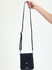 Resim Paksoy Siyah Süet Çapraz Askılı Telefon Çantası 