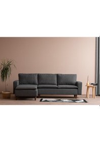 Resim Lungo Modüler Köşe Koltuk Takımı L Koltuk - Koyu Gri Keten Koyu Gri 