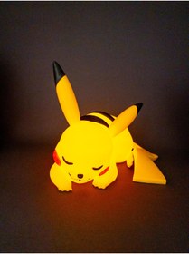 Resim Megart Uyuyan Pikachu şeklinde taşınabilir masa lambası, sevimli ve kullanışlı dekoratif aydınlatma 
