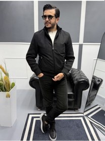 Resim Avni Ceylan Erkek Nubuk Triko Kol Detaylı Slim Fit Mont Siyah 