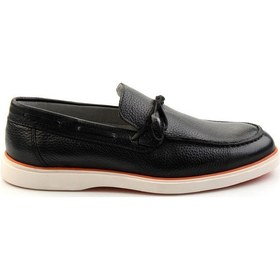 Resim Siyah Leather Erkek Loafer Ayakkabı E01054182440 Siyah 