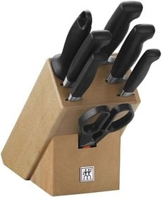 Resim Zwilling Four Star 8 Parça Blok Bıçak Seti Doğal Ahşap Bloklu, Paslanmaz Çelik Ve Ahşap, Siyah 