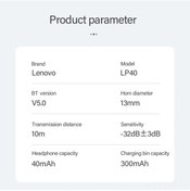 Resim Tenfowee Lenovo Lp40 Kablosuz Kulaklık: 13mm Grafen Diyafram, Uzun Pil Ömrü, Spor Ve Günlük Kullanım İçin Mükemmel Ses Kalitesi 