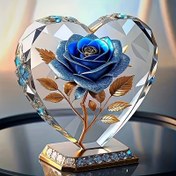 Resim 5D DIY Romantik Kalp Kristal Kontur Elmas Boyama, Parıldayan Mavi Gül ve Altın Damarlar, Akrilik (PMMA) 