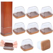 Resim 4/8 adet Keçe Sandalye Bacak Zemin Koruyucuları Sert Ahşap Zeminler için, Bar Tabureleri için Kolay Kayar Dikdörtgen Mobilya Pedleri, Zeminleri Korumak için Şeffaf Silikon Sandalye Bacak Kapakları 