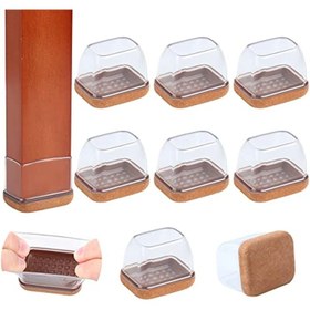Resim 4/8 adet Keçe Sandalye Bacak Zemin Koruyucuları Sert Ahşap Zeminler için, Bar Tabureleri için Kolay Kayar Dikdörtgen Mobilya Pedleri, Zeminleri Korumak için Şeffaf Silikon Sandalye Bacak Kapakları 