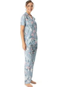Resim U.S. Polo Assn. U.s Polo Assn. 17047 Kadın Kısa Kollu Önden Düğmeli Pijama Takım-mint Mint 