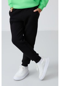 Resim Tommylife Tommy Life Siyah Pamuklu Kalın İçi Tüylü Yumuşak Dokulu Standart Fit Nakışlı Erkek Çocuk Eşofman Alt - 11224 Siyah 