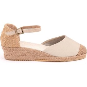 Resim Star Tombis Gerçek Elişi Bej Hasır Jüt Bantlı Günlük Kadın Espadril Handmade Bej 
