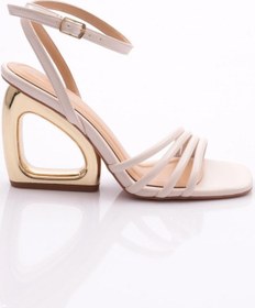 Resim Dgn 2437 Kadin Bilekten Bağlamali Topuklu Abiye Ayakkabi 2437-2219-R0152 Bej 