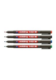 Resim Edding 142 M Permanent Kalem Cam Asetat Cd Kalemi 4 Renk Çok Renkli 