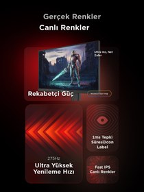 Resim Rampage SLICE SL27F275Q 27 275Hz 1ms Fast IPS QHD HDR400 Pivot Siyah Flat Oyuncu Monitörü 