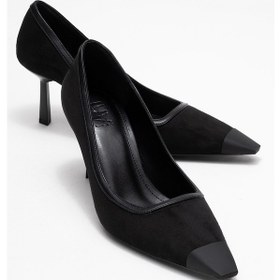 Resim Luvishoes Luvi Shoes Rona Siyah Süet Mat Burunlu Kadın Topuklu Ayakkabı SIYAH SUET 