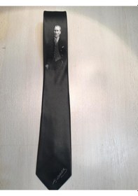 Resim Herşey Nota Atatürk Kravat Siyah Açık Gri 