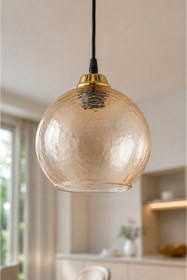Resim NisaLuce Nisa Luce Çatlatma Cam Sarkıt - Bal •• Tekli Sarkıt Avize Modern Tasarım Mutfak Hol Antre Avizesi Avize Modelleri Modern Lüks Avize Dekoratif Salon Avizesi Mutfak Avizesi Cam Avize Lamba 