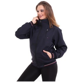 Resim Kadın Mevsimlik Dik Yaka Astarlı Cep Su Itici Oversize Lacivert 