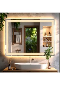 Resim Rectango Günışığı Kumlamalı Lavabo & Banyo Aynası Dokunmatik Sensörlü 100 X 75 Cm 