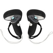 Resim Oculus Quest 2 Vr Aksesuarları İçin 1 Çift Çizilmez Silikon Denetleyici Tutma Kapağı Gamepad Kolu Koruyucu - Siyah 