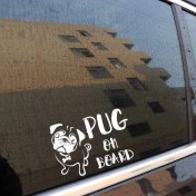 Resim TSC Pug On Board Arabada Pug Cinsi Köpek Koruması Beyaz Md2 