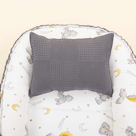 Resim Babynest ve Yastık - Çift Taraflı - Antrasit Waffle - Gri Tavşan 