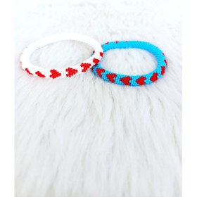 Resim Happy Handmade - 2li Set Kırmızı Kalpli Aşk Bilekliği Sevgili Kombini Hapıshane Işi Bileklik Büyük Beden Xl 22 23CM 