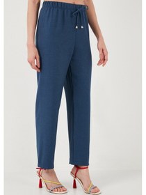Resim Lela Relaxed Fit Bol Paça Bayan Pantolon 5865826 Indigo 