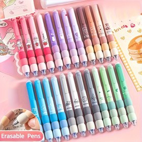 Resim 4'lü Paket Sevimli Silinebilir Jel Kalemler, Yumuşak Tutuş, 0.5mm İnce Uç, Mavi Mürekkep - Kızlar için Karikatür Tasarımlı, Okul ve Ofis Malzemeleri İçin Uygun 