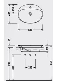 Resim Serel Hera Tezgah Üstü Çanak Lavabo 46 x 60 CM Hr34T x s110H 