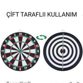 Resim 12 İnç Dart Tahtası Mini Boy Çift Taraflı Dart Oyun Seti 4 Oklu 