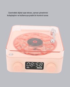 Resim Bluetooth Hoparlörlü Gece Lambası Dijital Saatli Şeffaf Su Dalgas 