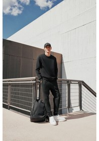 Resim Standart Fit Normal Kesim 2 İplik Cepli Rahat Recycle Pamuklu Jogger Eşofman Altı Siyah 