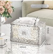 Resim Geeroyoo Ev Ofis Masaüstü Şeffaf Buz Desenli Kağıt Havlu Kutusu, Dayanıklı Plastik, Kolay Erişimli, Tavşan Ve Bow Dekorasyonlu Saklama Kutusu 