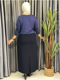 Resim Butik büyük beden Yırtmaçlı Krep Etek 