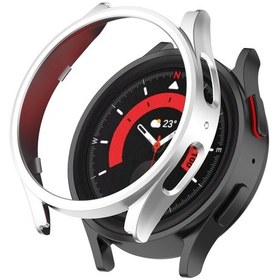 Resim Samsung Galaxy Uyumlu Watch5 Pro İçin 45mm Yarım Kapsama İçi Boş Pc Koruyucu Kılıf Gümüş 
