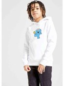 Resim Kurabiye Canavarı Elmo Küçük Baskılı Unisex Çocuk Kapüşonlu Sweat Beyaz 