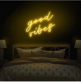 Resim Good Vibes Yazılı Neon Tabela Sarı 