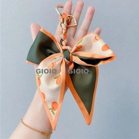 Resim Silver1 Gıoıo Yeni Ipek Eşarp Anahtarlık Kişiselleştirilmiş Inci Papyon Çanta Çekicilik Dokuma Anahtarlık (Yurt Dışından) 