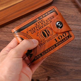Resim 1 adet Erkek Dolar Stili Yaratıcı Cüzdan, Manyetik Tokalı Yüz Dolarlık Kısa Cüzdan 