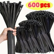 Resim 600 Adet Siyah Kendinden Kilitli Naylon Fermuar, Çeşitli Boyutlar 10.16-15.24-20.32cm UV Koruma, Bilgisayar Kablosu ve Veri Hattı Saklama Bandı - İç ve Dış Mekan Kablo Bağlama Fermuarı, Bahçe Bağlama Fermuarı 
