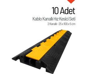 Resim İleri Trafik 10'lu Kablo Kanallı Hız Kesici 2 Kanallı 25 x 100 x 5 cm 