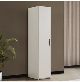 Resim Blesk Gardırop, More Tek Kapaklı Raflı Askılıklı Dolap Beyaz 