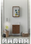 Resim Biani Fix Loft 50 Cm Banyo Dolabı,Seramik Lavabolu, Aynalı,Lavabo Dahil,Mdf,Aybe Kahve 