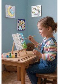 Resim Unicorn & Doğa Temalı Çocuk Boyama Tuvali Şövaleli Boya Seti 20x20 